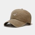 Washed Cotton Ball Cap with Embroidered Smiley