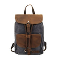 Waxed Canvas Backpack with Vintage Leather