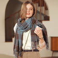 Soft Checkerboard Scarf with Fringe End