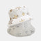 HIMODA fluffy bucket hat, white faux fur hat with sequin snowflake -gold- silver