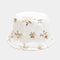 HIMODA fluffy bucket hat, white faux fur hat with sequin snowflake -gold