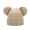 HIMODA cute knit beanie hat with ears- cuffed - ivory-beige