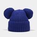 HIMODA cute knit beanie hat with ears- cuffed - blue