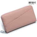 Zip-around Leather Long Wallet with RFID Anti-theft
