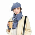 HIMODA french beret scarf gloves set- 3 pcs- cashmere- blue