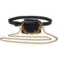 crocodile pattern leather belt bag, bump bag with chain, HIMODA