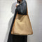Large Flax Shoulder Bag with Leather Trims