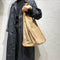 Large Flax Shoulder Bag with Leather Trims