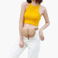 Straw Fanny Pack with Belt Buckle