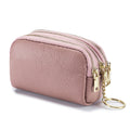 Mini Leather Triple-Pouch Purse with Key Chain