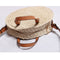 Round Straw Bag with Leather Crossbody Strap