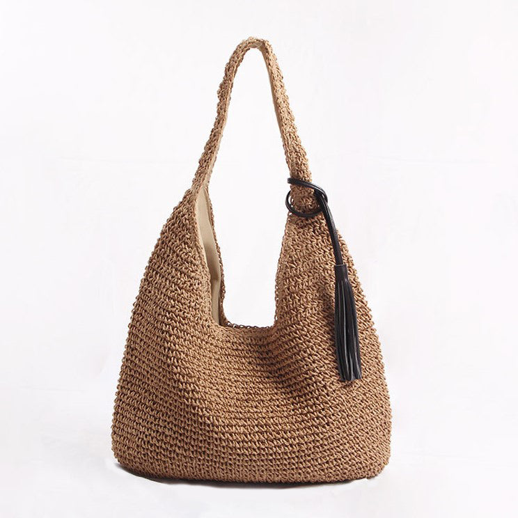 Straw Crossbody Half Moon Bag - Straw - Shoulderbags - & Other Stories
